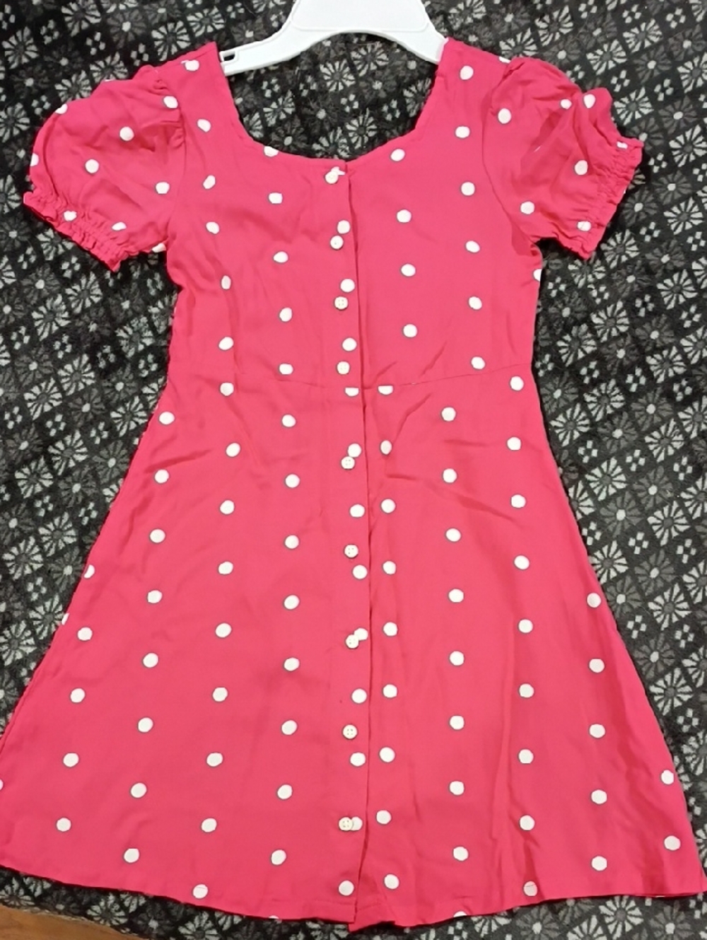 Old Navy Hot Pink Polka Dot Button-Front Dress